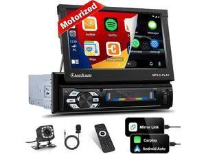 UNITOPSCI Single Din Touch Screen Car Stereo with Apple CarPlay Android Auto, 7 Inch Motorized Flip Out Bluetooth Car Radio FM AUX/USB/TF Card Input Mirror Link SWC with Backup Camera Remote Control UNITOPSCI Single Din Touch Screen Car Stereo with Apple CarPlay Android Auto, 7 Inch Motorized Flip Out Bluetooth Car Radio FM AUX/USB/TF Card Input Mirror Link SWC with Backup Camera Remote Control