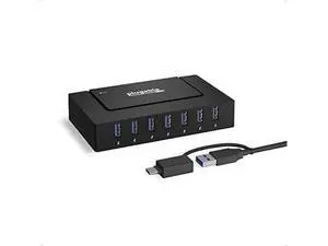 Plugable 7-in-1 USB Powered Hub for Laptops With USB-C or 3.0 - Power Station for Multiple Devices and Data Transfer With 60W Adapter, Driverless Plugable 7-in-1 USB Powered Hub for Laptops With USB-C or 3.0 - Power Station for Multiple Devices and Data Transfer With 60W Adapter, Driverless