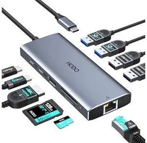 USB C Hub Multiport Adapter, 10-in-1 Laptop USB C Docking Station for Dell/HP Laptop, Dock to 4K HDMI,Ethernet,100W PD,3USB 3.0, 2USB 2.0, SD/TF, USB Type C Dongle for MacBook, Surface, Lenovo USB C Hub Multiport Adapter, 10-in-1 Laptop USB C Docking Station for Dell/HP Laptop, Dock to 4K HDMI,Ethernet,100W PD,3USB 3.0, 2USB 2.0, SD/TF, USB Type C Dongle for MacBook, Surface, Lenovo