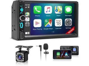 7" Wireless Double Din Car Stereo with Carplay, Android Auto, Bluetooth, Multimedia Car Audio Support Mirror Link, Backup Camera, FM/AM, HD Touchscreen, Aux Input Car Audio Receivers 7" Wireless Double Din Car Stereo with Carplay, Android Auto, Bluetooth, Multimedia Car Audio Support Mirror Link, Backup Camera, FM/AM, HD Touchscreen, Aux Input Car Audio Receivers