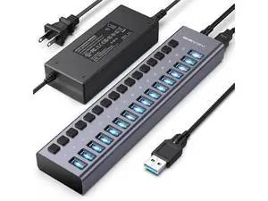 Powered USB 3.1 Hub, ACASIS 16 Ports USB 3.1 Hub with 10Gbps Data SpeedAluminum Housing, USB Hub Powered with 96W Power Adapter, USB Hub for PC/Laptop, Computer, Flash Drive, Printer, Camera Powered USB 3.1 Hub, ACASIS 16 Ports USB 3.1 Hub with 10Gbps Data SpeedAluminum Housing, USB Hub Powered with 96W Power Adapter, USB Hub for PC/Laptop, Computer, Flash Drive, Printer, Camera