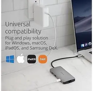 Kensington UH1400P 8-in-1 USB-C Hub with 85W Pass Through Charging Power Delivery, 4K 60Hz HDMI, Ethernet, MicroSD Card, 3 USB-A 3.2 for M1 /M2 Macbook Pro Air, HP, Lenovo, iPad Pro, Silver (K33820WW) Kensington UH1400P 8-in-1 USB-C Hub with 85W Pass Through Charging Power Delivery, 4K 60Hz HDMI, Ethernet, MicroSD Card, 3 USB-A 3.2 for M1 /M2 Macbook Pro Air, HP, Lenovo, iPad Pro, Silver (K33820WW)
