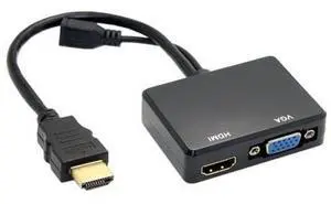 HDMI to VGA & HDMI Female Splitter with Audio Video Cable Converter Adapter for HDTV PC Monitor HDMI to VGA & HDMI Female Splitter with Audio Video Cable Converter Adapter for HDTV PC Monitor
