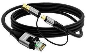 USB to Ethernet Cable 6 FT, USB-C & USB-A Port Two in One, USB C to RJ45 Network Cord, Gigabit, Directly Connected, Thunderbolt 4/3 Compatible with PCs, Laptops, Tablets, Smartphones- Not for Charging USB to Ethernet Cable 6 FT, USB-C & USB-A Port Two in One, USB C to RJ45 Network Cord, Gigabit, Directly Connected, Thunderbolt 4/3 Compatible with PCs, Laptops, Tablets, Smartphones- Not for Charging