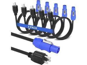 5 Pack Stage Light PowerCON Cable with 3 Prong Plug, 20A 3Pin 16AWG, Male to Male Power Cable for Outdoor Stage Lighting Series-1M/3FT (5PC) 5 Pack Stage Light PowerCON Cable with 3 Prong Plug, 20A 3Pin 16AWG, Male to Male Power Cable for Outdoor Stage Lighting Series-1M/3FT (5PC)