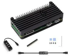 Pi Zero 2 W Aluminum Case Kit with Passive Cooling, 4-Port USB OTG Hub, On/Off Power Switch Cable, Pin Header, Hexwrench, Thermal Pad (7 Items) Pi Zero 2 W Aluminum Case Kit with Passive Cooling, 4-Port USB OTG Hub, On/Off Power Switch Cable, Pin Header, Hexwrench, Thermal Pad (7 Items)