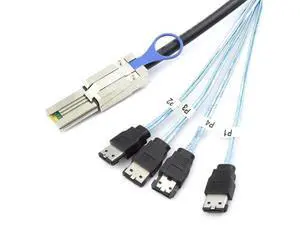Mini SAS HD SFF-8088 26P to 4×eSATA 7P Female External Server Hard Drive Cable, 28AWG 6G High-Speed Copper Wire Harness (0.5M/19.68in) Mini SAS HD SFF-8088 26P to 4×eSATA 7P Female External Server Hard Drive Cable, 28AWG 6G High-Speed Copper Wire Harness (0.5M/19.68in)
