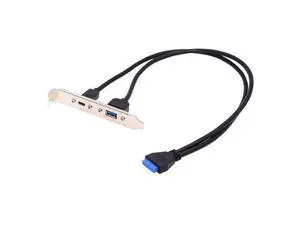 5Gbps 19/20Pin USB3.0 Motherboard to Dual Ports USB 3.0 & USB-C Type-C Female PCI-E Back Panel Cable 50cm 5Gbps 19/20Pin USB3.0 Motherboard to Dual Ports USB 3.0 & USB-C Type-C Female PCI-E Back Panel Cable 50cm