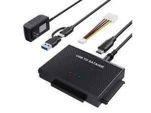 Hard Drive Reader USB 3.0 to SATA IDE Adapter, IDE SATA to USB + Type C External Hard Drive Adapter Data Recovery Converter Kit for Universal 2.5 3.5 HDD SSD Drive Disk, with 12V/2A Power Adapter Hard Drive Reader USB 3.0 to SATA IDE Adapter, IDE SATA to USB + Type C External Hard Drive Adapter Data Recovery Converter Kit for Universal 2.5 3.5 HDD SSD Drive Disk, with 12V/2A Power Adapter