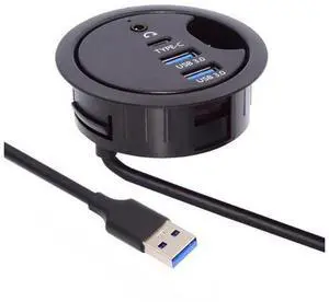 2 Port USB 3.0 Hub Sound Card USB-C USB Splitter 60mm Desk Grommet Dock Station Headphone Mic Audio Interface for Desktop PC Desk(USB 3.0+3.5mm+Type-C) 2 Port USB 3.0 Hub Sound Card USB-C USB Splitter 60mm Desk Grommet Dock Station Headphone Mic Audio Interface for Desktop PC Desk(USB 3.0+3.5mm+Type-C)