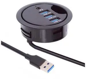 3 Port USB 3.0 Hub Sound Card USB Splitter 60mm Desk Grommet Dock Station Headphone Mic Audio Interface for Desktop PC(USB 3.0 and 3.5mm Audio Port) 3 Port USB 3.0 Hub Sound Card USB Splitter 60mm Desk Grommet Dock Station Headphone Mic Audio Interface for Desktop PC(USB 3.0 and 3.5mm Audio Port)