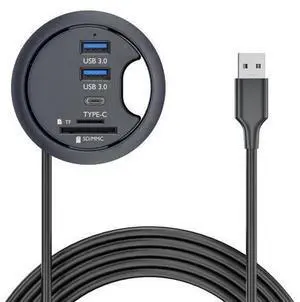 USB 3.0 Multi HUB 5Gbps to SD TF USB-C 2 Port USB 60mm Desk Grommet Splitter Dock Station Micro-SD Card Reader for Desktop Desk Hole Laptop USB 3.0 Multi HUB 5Gbps to SD TF USB-C 2 Port USB 60mm Desk Grommet Splitter Dock Station Micro-SD Card Reader for Desktop Desk Hole Laptop