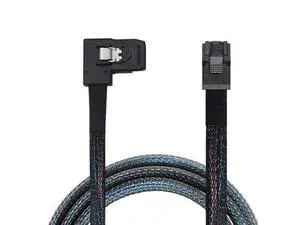 Mini SAS HD SFF-8643 4i to SAS SFF-8087 Right Angle Cable High Speed Internal Server Connection Cable, 30AWG, 10 Ohm (1M) Mini SAS HD SFF-8643 4i to SAS SFF-8087 Right Angle Cable High Speed Internal Server Connection Cable, 30AWG, 10 Ohm (1M)