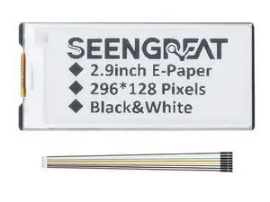 2.9inch E-Ink Display Module HAT, 296x128 Resolution, SPI Interface, Fits Raspberry Pi/Arduino/STM32, Low Power Consumption, Open-Source Demo Codes Included,Supports Partial Refresh 2.9inch E-Ink Display Module HAT, 296x128 Resolution, SPI Interface, Fits Raspberry Pi/Arduino/STM32, Low Power Consumption, Open-Source Demo Codes Included,Supports Partial Refresh