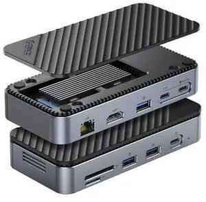 USB C Hub with M.2 SSD Enclosure, New Upgrade ORICO 10-in-1 USB-C Docking Station with Built in fan, 10Gbps USB 3.2 Gen2 M.2 NVMe SSD Reader, Support 4K@60Hz HDMI, 100W PD, Ethernet, SD/TF - DPM2P9-V1 USB C Hub with M.2 SSD Enclosure, New Upgrade ORICO 10-in-1 USB-C Docking Station with Built in fan, 10Gbps USB 3.2 Gen2 M.2 NVMe SSD Reader, Support 4K@60Hz HDMI, 100W PD, Ethernet, SD/TF - DPM2P9-V1