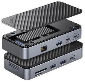 9-in-1 USB C Hub with M.2 NVMe SSD Enclosure 10Gbps, Tool Free Hub Docking Station Adapter with Built-in Fan, Gigabit Ethernet, 100W PD, SD/TF, Type C & USB A for Laptop MacBook Mac mini -M2P7 9-in-1 USB C Hub with M.2 NVMe SSD Enclosure 10Gbps, Tool Free Hub Docking Station Adapter with Built-in Fan, Gigabit Ethernet, 100W PD, SD/TF, Type C & USB A for Laptop MacBook Mac mini -M2P7