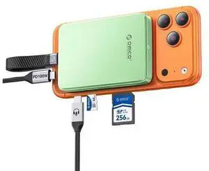 Magnetic M.2 NVMe SSD Enclosure USB3.2 Gen2 10Gbps PD 100W TF/SD Card Reader MagSafe Dock for iPhone 17/16/15 Pro Max Plus 2230/2242/2260/2280 B+M Key AP80F Green Magnetic M.2 NVMe SSD Enclosure USB3.2 Gen2 10Gbps PD 100W TF/SD Card Reader MagSafe Dock for iPhone 17/16/15 Pro Max Plus 2230/2242/2260/2280 B+M Key AP80F Green