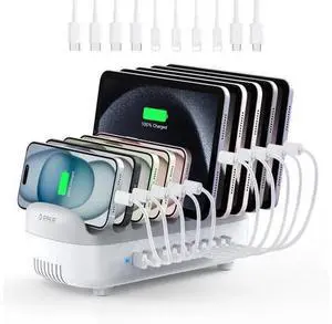 Multi USB Charging Station, 120W Charging Docking Organizer for Multiple Devices with Cables, 10-Ports Charging Station Compatible with iPad, iPhone, Tablet, Kindle and Cell Phones Multi USB Charging Station, 120W Charging Docking Organizer for Multiple Devices with Cables, 10-Ports Charging Station Compatible with iPad, iPhone, Tablet, Kindle and Cell Phones