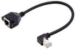 Right Angled 90 Degree 8P8C FTP STP UTP Cat6 Male to Female LAN Ethernet Network Extension Cable with Panel Mount Holes Right Angled 90 Degree 8P8C FTP STP UTP Cat6 Male to Female LAN Ethernet Network Extension Cable with Panel Mount Holes