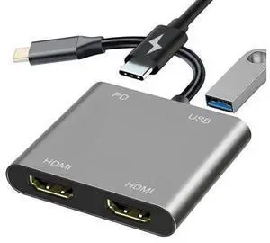 USB C to Dual HDMI Adapter for Monitor, USBC Laptop Docking Station Dual Monitor Dongle MacBook, USB-C Hub Powered Mac, USB 3.0 to USB C Adapter Cable with Fast Charging Chromebook, Type C Dock USB C to Dual HDMI Adapter for Monitor, USBC Laptop Docking Station Dual Monitor Dongle MacBook, USB-C Hub Powered Mac, USB 3.0 to USB C Adapter Cable with Fast Charging Chromebook, Type C Dock