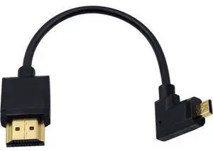 Micro HDMI to HDMI Adapter Cable - Extreme Thin Right Angle 6 inch/ 15cm for 1080P, 4K, UltraHD, 3D, Ethernet Micro HDMI to HDMI Adapter Cable - Extreme Thin Right Angle 6 inch/ 15cm for 1080P, 4K, UltraHD, 3D, Ethernet