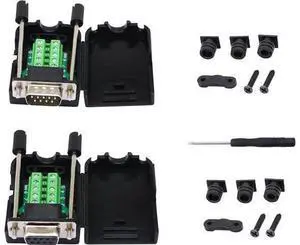 DB9 Connector Adapter RS232 Serial Port D-SUB Adapter Plate Breakout Board Solder-Free (1-Pair Male+Female with Screwdriver, Black Rubber Core, Long Bolts) DB9 Connector Adapter RS232 Serial Port D-SUB Adapter Plate Breakout Board Solder-Free (1-Pair Male+Female with Screwdriver, Black Rubber Core, Long Bolts)