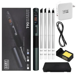 T90 Smart Soldering Iron 140W PD3.0 QC Fast Heating Digital Soldering Pen with LCD Display, Portable USBC Soldering Tool for Electronics Repair, DIY, PCB Soldering (T90C soldering iron Set) T90 Smart Soldering Iron 140W PD3.0 QC Fast Heating Digital Soldering Pen with LCD Display, Portable USBC Soldering Tool for Electronics Repair, DIY, PCB Soldering (T90C soldering iron Set)