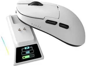AJAZZ AJ159 APEX Wireless Gaming Mouse 2.4G Wired BT|RGB Magnetic Screen Charging Dock|Lightweight|42K Optical Tracking|400mAh Battery |PAW3950APEX Sensor. AJAZZ AJ159 APEX Wireless Gaming Mouse 2.4G Wired BT|RGB Magnetic Screen Charging Dock|Lightweight|42K Optical Tracking|400mAh Battery |PAW3950APEX Sensor.
