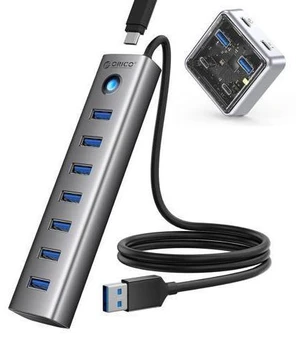 Multiport Aluminum USB Hub with 3.28 Ft Cable, 7 Ports USB 3.0 Hub+ 4 Ports USB 3.2 Hub Multiport Aluminum USB Hub with 3.28 Ft Cable, 7 Ports USB 3.0 Hub+ 4 Ports USB 3.2 Hub