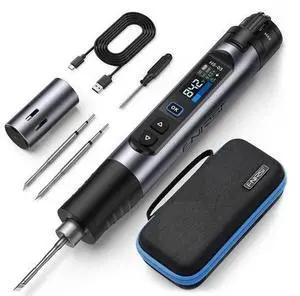 HS-03 Cordless Soldering Iron Kit, 2600mAh Battery Portable Soldering Iron, 212-842°F, 3s Fast Heating, 5-Level Temp, 0.96" IPS Display Soldering Iron for Electronics Repair, DIY, PCB HS-03 Cordless Soldering Iron Kit, 2600mAh Battery Portable Soldering Iron, 212-842°F, 3s Fast Heating, 5-Level Temp, 0.96" IPS Display Soldering Iron for Electronics Repair, DIY, PCB