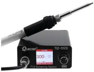 T12-959 V5.1 Soldering Station Electronic Soldering Iron OLED Bigger Digital Display and 5pin 907 Handle Iron tip(QUECOO T12-959 Kit V) T12-959 V5.1 Soldering Station Electronic Soldering Iron OLED Bigger Digital Display and 5pin 907 Handle Iron tip(QUECOO T12-959 Kit V)