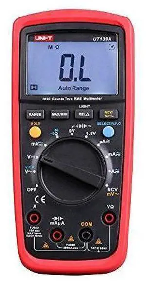 UT139A CAT III 600V True RMS Digital Multimeter with Frequency,NCV,Resistance, Voltage,Temperature Measurement,Red/Grey UT139A CAT III 600V True RMS Digital Multimeter with Frequency,NCV,Resistance, Voltage,Temperature Measurement,Red/Grey