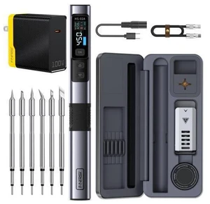 HS-02A 100W Portable Corded Soldering Iron Kit with Storage Case, 3S Fast Heating, 212-842, Pre-set 3 Groups Temperature, 6 F245 Soldering Tips, Smart Soldering Iron Pen for Electronics Repair HS-02A 100W Portable Corded Soldering Iron Kit with Storage Case, 3S Fast Heating, 212-842, Pre-set 3 Groups Temperature, 6 F245 Soldering Tips, Smart Soldering Iron Pen for Electronics Repair