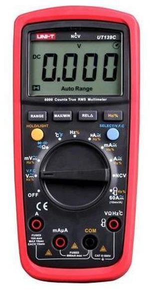 UT139C CAT III 600V UT139 Series True RMS Digital Multimeter with Frequency,NCV,Resistance, Voltage,Temperature Measurement,Red/Grey UT139C CAT III 600V UT139 Series True RMS Digital Multimeter with Frequency,NCV,Resistance, Voltage,Temperature Measurement,Red/Grey