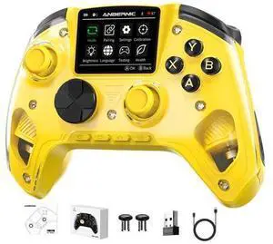 RG G01 Interactive Screen Wireless Gaming Controller Compatible with PC/Steam/Linux/Android/Switch/IOS 2.4G Wireless Bluetooth Controller Gamepad Hall Effect Triggers(Yellow) RG G01 Interactive Screen Wireless Gaming Controller Compatible with PC/Steam/Linux/Android/Switch/IOS 2.4G Wireless Bluetooth Controller Gamepad Hall Effect Triggers(Yellow)