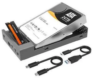 External Hard Drive Enclosure for M.2 NVMe SSD and 2.5/3.5 Inch SATA SSD/HDD, Bidirectional Clone NVMe and SATA, USB 3.2 Gen2 (10Gbps) Type-C Hard Disk Adapter Docking Station External Hard Drive Enclosure for M.2 NVMe SSD and 2.5/3.5 Inch SATA SSD/HDD, Bidirectional Clone NVMe and SATA, USB 3.2 Gen2 (10Gbps) Type-C Hard Disk Adapter Docking Station