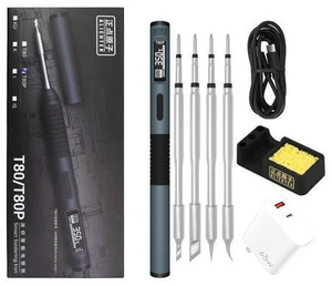 Soldering Iron Kit, 100W Fast Heating T80/T80P Digital Soldering Iron PD/QC,Type-C Portable Digital OLED Screen Display, Auto Sleep (T80P+C2C+4 type tips+PD 65W) Soldering Iron Kit, 100W Fast Heating T80/T80P Digital Soldering Iron PD/QC,Type-C Portable Digital OLED Screen Display, Auto Sleep (T80P+C2C+4 type tips+PD 65W)