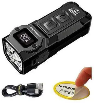 TUP2 (Tup 2) 1200 Lumen Rechargeable Metal Keychain Flashlight Multi-Color Temperature (Warm/Neutral/Cool) EDC Light USB-C Fast Charging Digital Display Lightweight with NSticker (Black) TUP2 (Tup 2) 1200 Lumen Rechargeable Metal Keychain Flashlight Multi-Color Temperature (Warm/Neutral/Cool) EDC Light USB-C Fast Charging Digital Display Lightweight with NSticker (Black)