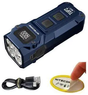 TUP2 (Tup 2) 1200 Lumen Rechargeable Metal Keychain Flashlight Multi-Color Temperature (Warm/Neutral/Cool) EDC Light USB-C Fast Charging Digital Display Lightweight with NSticker (Blue) TUP2 (Tup 2) 1200 Lumen Rechargeable Metal Keychain Flashlight Multi-Color Temperature (Warm/Neutral/Cool) EDC Light USB-C Fast Charging Digital Display Lightweight with NSticker (Blue)