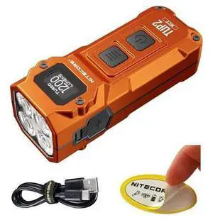 TUP2 (Tup 2) 1200 Lumen Rechargeable Metal Keychain Flashlight Multi-Color Temperature (Warm/Neutral/Cool) EDC Light USB-C Fast Charging Digital Display Lightweight with NSticker (Orange) TUP2 (Tup 2) 1200 Lumen Rechargeable Metal Keychain Flashlight Multi-Color Temperature (Warm/Neutral/Cool) EDC Light USB-C Fast Charging Digital Display Lightweight with NSticker (Orange)