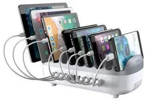 USB Charging Station, 120W Charging Docking Organizer for Multiple Devices, 10-Ports USB Charging Station Compatible with iPad, iPhone, Tablet, Kindle and Cell Phones (Cables not Included) USB Charging Station, 120W Charging Docking Organizer for Multiple Devices, 10-Ports USB Charging Station Compatible with iPad, iPhone, Tablet, Kindle and Cell Phones (Cables not Included)