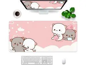 Pink Large Gaming Mouse Pad Cat Desk Pad XXL Cute Mouse Mat 35x15.7x0.12 inch Desk Accessories Kawaii Desk Mat (Pink Cat -2) Pink Large Gaming Mouse Pad Cat Desk Pad XXL Cute Mouse Mat 35x15.7x0.12 inch Desk Accessories Kawaii Desk Mat (Pink Cat -2)