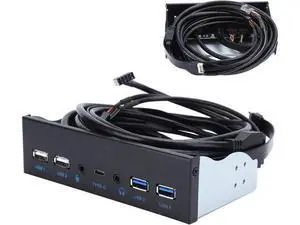 Extra USB Front Panel, USB Hub with 2-Port USB 3.0/2-Port USB 2.0/Audio Output Microphone Input USB C Port, Optical Drive 5.25-inch Panel Computer Expansion Board for Desktop Extra USB Front Panel, USB Hub with 2-Port USB 3.0/2-Port USB 2.0/Audio Output Microphone Input USB C Port, Optical Drive 5.25-inch Panel Computer Expansion Board for Desktop