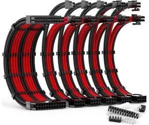 PSU Cable Extension Kit 30CM Length with Combs,1x24Pin/2x8Pin(4+4) EPS/3x8Pin(6P+2P) PCI-E/PC Sleeved for ATX Power Supply,( Black & Red) PSU Cable Extension Kit 30CM Length with Combs,1x24Pin/2x8Pin(4+4) EPS/3x8Pin(6P+2P) PCI-E/PC Sleeved for ATX Power Supply,( Black & Red)