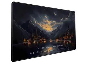 Starry Night Mountain Desk Pad Mat Moon Oil Painting XXL Black Mouse Pad for Gaming Deskpad, Aesthetic Moon and Stars Mousepad Xxl for Laptop Computer Mouse Game Keyboard Mat, 31.5 X 15.8 In Starry Night Mountain Desk Pad Mat Moon Oil Painting XXL Black Mouse Pad for Gaming Deskpad, Aesthetic Moon and Stars Mousepad Xxl for Laptop Computer Mouse Game Keyboard Mat, 31.5 X 15.8 In