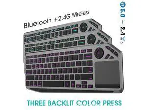 Dual Mode Bluetooth + 2.4G Wireless Touch Keyboard Multimedia Hotkey Keyboard for PC, Tablet & Smart TV Dual Mode Bluetooth + 2.4G Wireless Touch Keyboard Multimedia Hotkey Keyboard for PC, Tablet & Smart TV