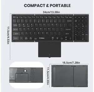 Portable Foldable Bluetooth Mini Keyboard Built-in Touchpad & Numeric Keypad, Business Travel Compact Wireless Keyboard Portable Foldable Bluetooth Mini Keyboard Built-in Touchpad & Numeric Keypad, Business Travel Compact Wireless Keyboard
