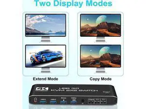 2 Port Dual Monitor HDMI KVM Switch 4K@60Hz, USB 3.0 KVM Switcher for 2 PCs Share Dual Screens, Compatible with Laptop PS4 Xbox 2 Port Dual Monitor HDMI KVM Switch 4K@60Hz, USB 3.0 KVM Switcher for 2 PCs Share Dual Screens, Compatible with Laptop PS4 Xbox
