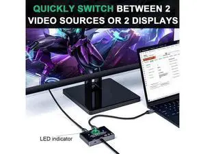 Bi-Directional USB-C KVM Switch Black, 2 Computers Sharing, 8K@60Hz / 4K@120Hz, 10Gbps Data, 100W PD Charge, Thunderbolt Compatible Bi-Directional USB-C KVM Switch Black, 2 Computers Sharing, 8K@60Hz / 4K@120Hz, 10Gbps Data, 100W PD Charge, Thunderbolt Compatible
