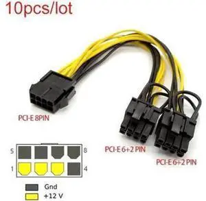 20cm PCIe 8 Pin to Dual 8 (6+2) Pin GPU Power Splitter Cable, VGA Graphics Card Adapter Cord for BTC Mining Rigs 20cm PCIe 8 Pin to Dual 8 (6+2) Pin GPU Power Splitter Cable, VGA Graphics Card Adapter Cord for BTC Mining Rigs